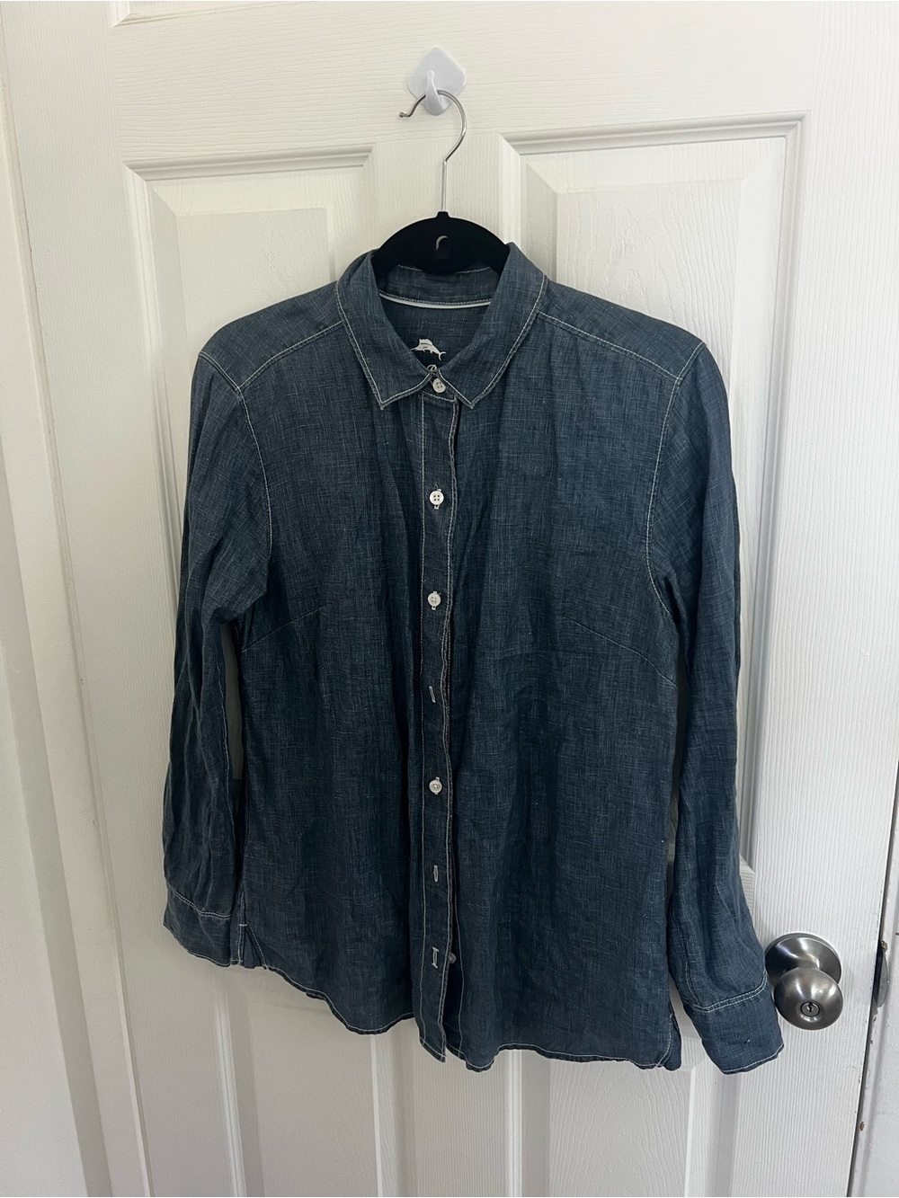 Tommy Bahama Blue Linen-Blend Button-Up Shirt‎